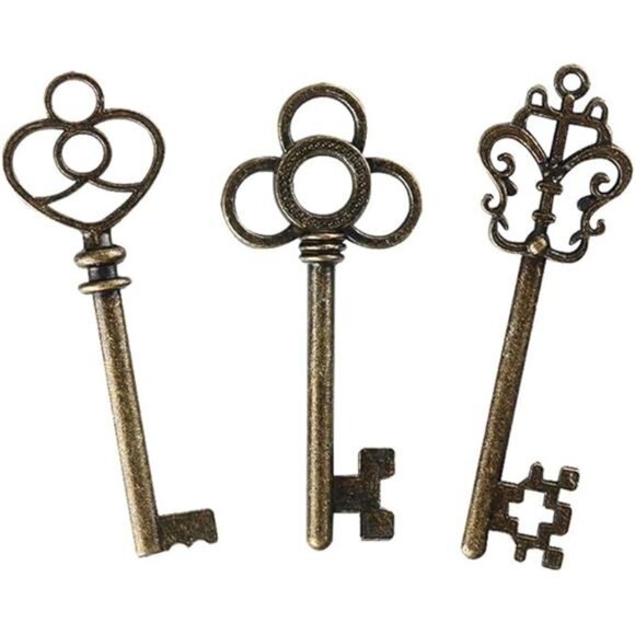 Mixed Set of 30 Large Skeleton Keys with Antique Style Bronze Brass - Picture 8 of 8